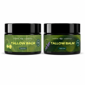HUGANIC Bundle – Tallow Balm Day Care mit Bergamotte und Night Care mit Lavendel im Set, Rindertalg aus Weidehaltung